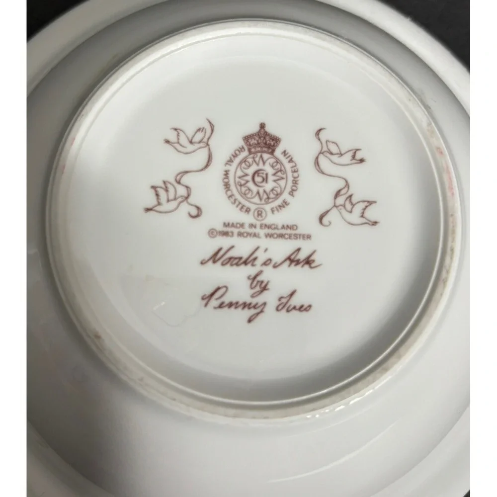 Royal Worcester Noahs Ark Bowl and Mug Childs Set Porcelain Penny Ives Vintage